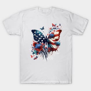 4th of July Floral Butterfly Vintage T-Shirt